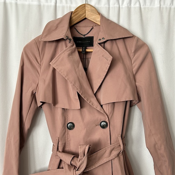 BCBG MaxAzaria NWT Blush Brielle Long Sleeve Trench Coat Jacket **Size XXS** - Picture 7 of 8